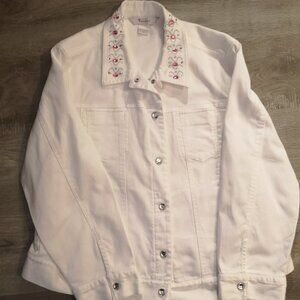 TanJay Ladies Size 16 Petite White Jean 2 Piece Suit